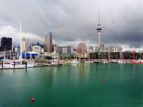 View on Auckland's skyline from the Waterfront. Wynyard Quarter