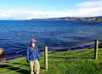 Lake Taupo - it was sunny but freezing cold and windy!