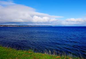 Lake Taupo with its bright blue waters