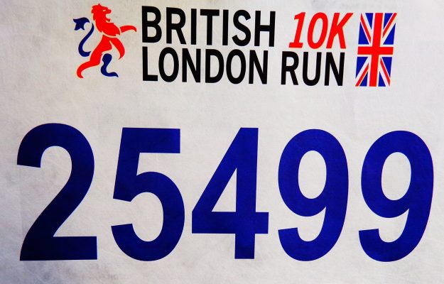My race number during The British 10K Run in London